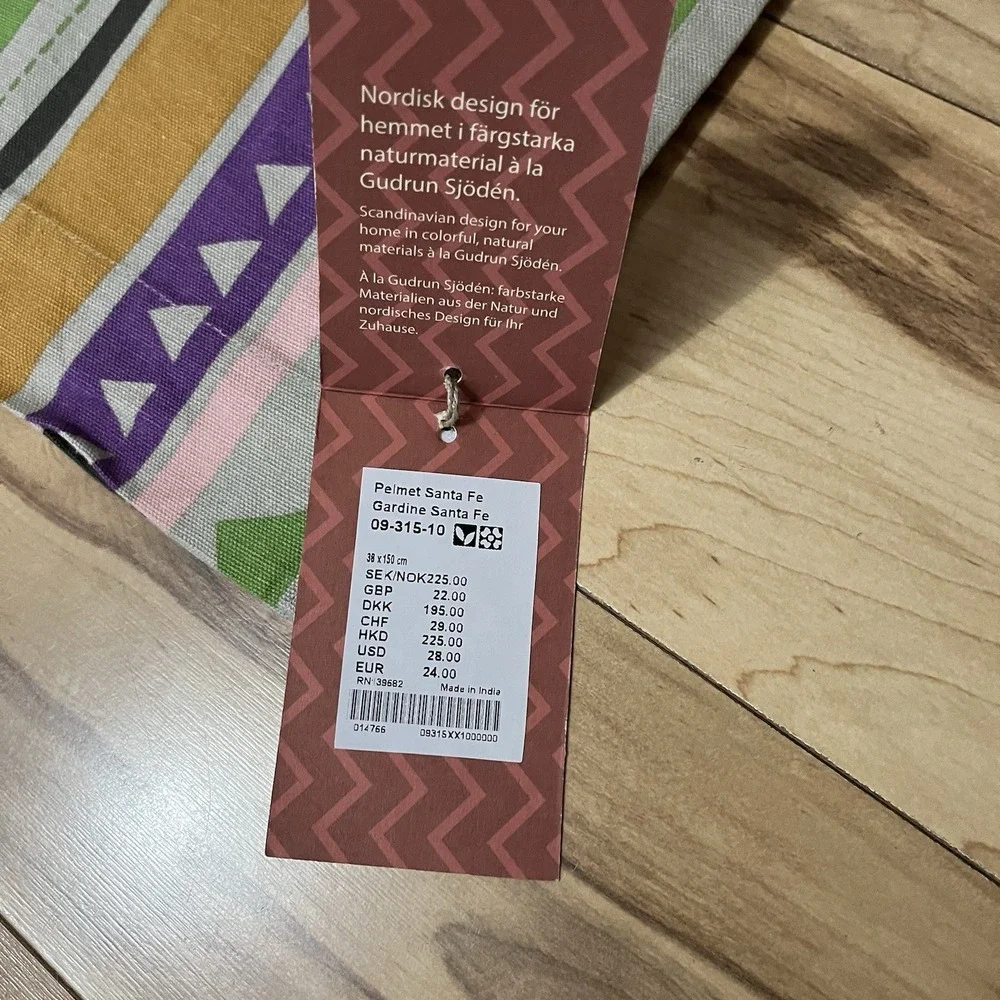 Gudrun Sjoden Modern Striped Geometric Print Cafe Curtain Valance with Ties